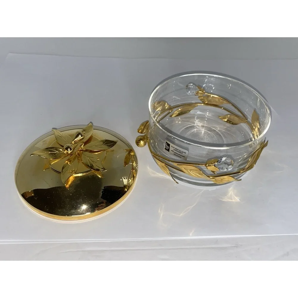 Echt‎ Kristall Glas Handarbeit Weidensteiner Frauenau Trinket Glass+Gold German